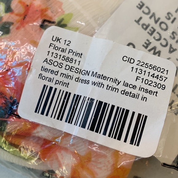 ASOS DESIGN Maternity lace insert tiered mini dress with trim detail floral US 8 - Picture 4 of 13